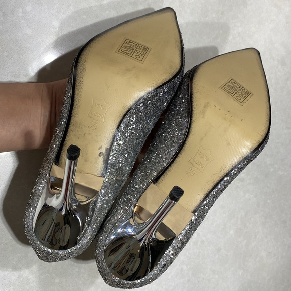 Jimmy Choo Romy Glitter Pumps silver size 9 with box no damage ⭐️⭐️⭐️⭐️ - Picture 10 of 17